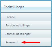 I menuen til venstre på skærmen kaldet Indstillinger, klikkes der på Password 3.