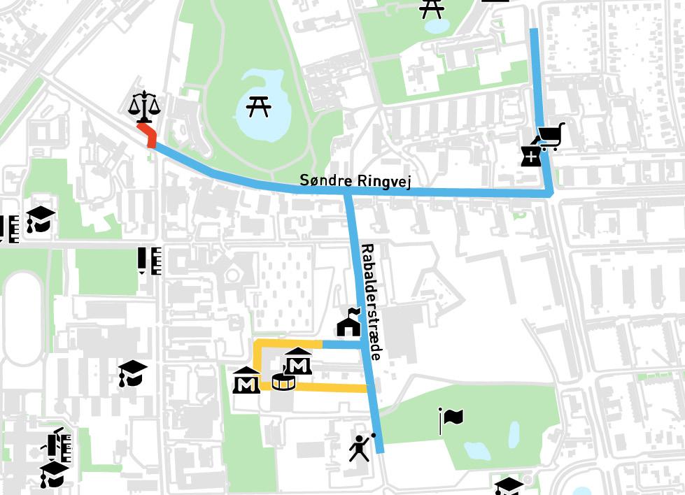 Rute 17 dækker rejsemålene: Plejecenter Astersvej, Jakobskirken og Østervangsskolen.