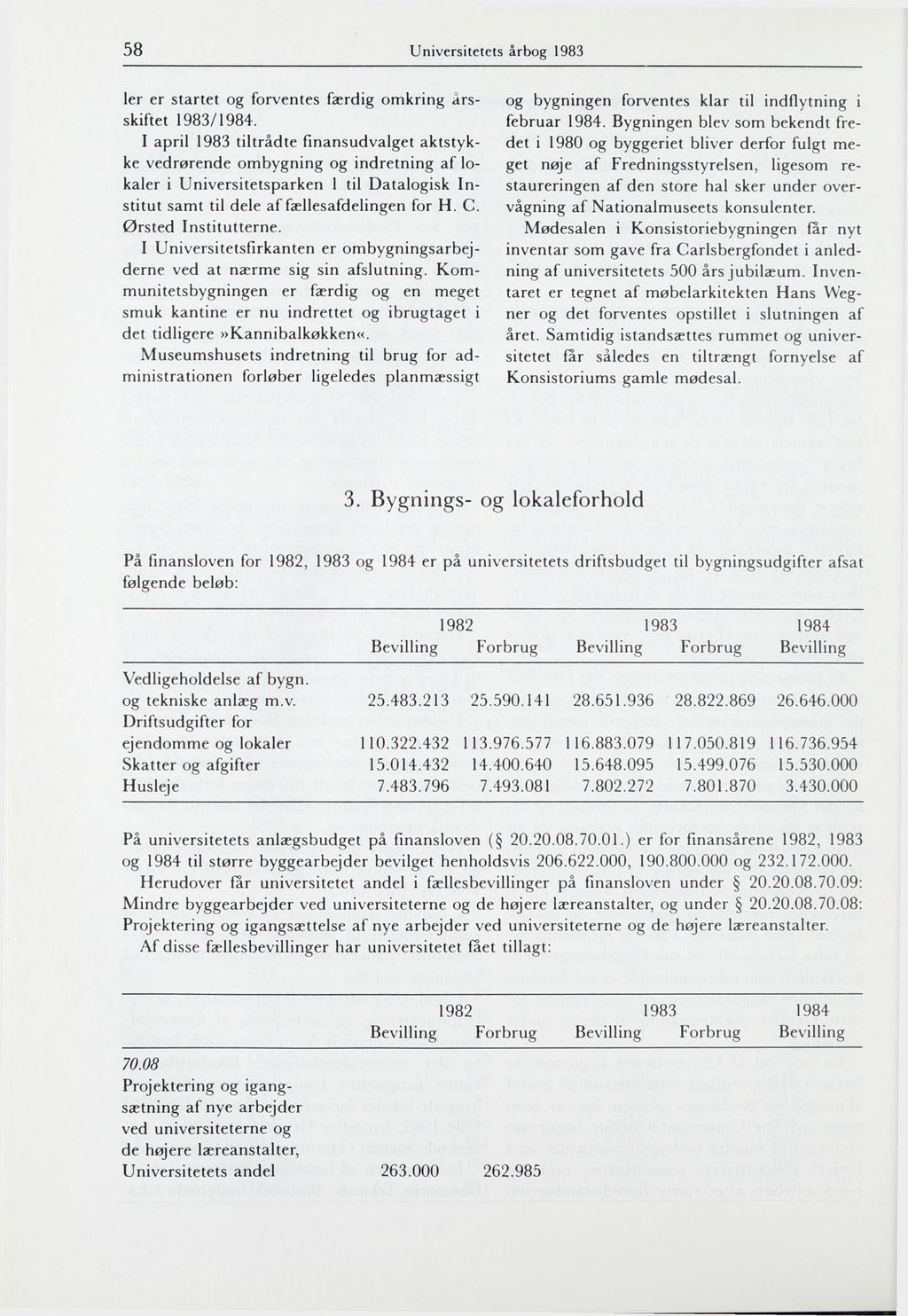 58 Universitetets årbog 1983 ler er startet og forventes færdig omkring arsskiftet 1983/1984.