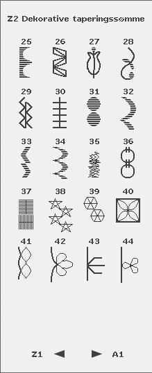 Lær din maskine at kende X Specialsømme Z Dekorative taperingssømme Alfabet, Block