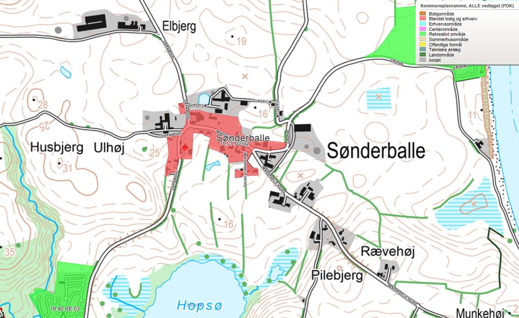 Oversigtskort med kommuneplanrammen I forhold til kommuneplanen for Haderslev kommune (Kommuneplan 20