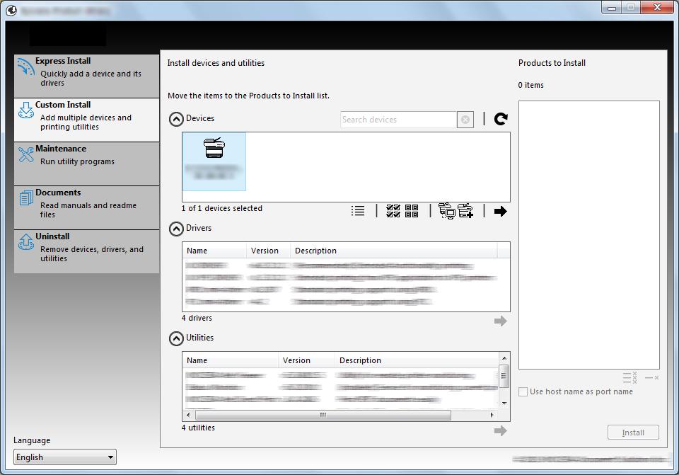 Custom Install Følgende fremgangsmåde er et eksempel på at installere softwaren i Windows 7 ved hjælp af Custom Install. 1 Indsæt DVD-ROM.