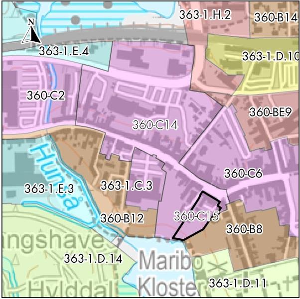 Max. bebyggelseshøjde: 11 meter. Zone: Byzone. Lokalplaner og byplanvedtægter: Lokalplan 363-49 og 363-53.