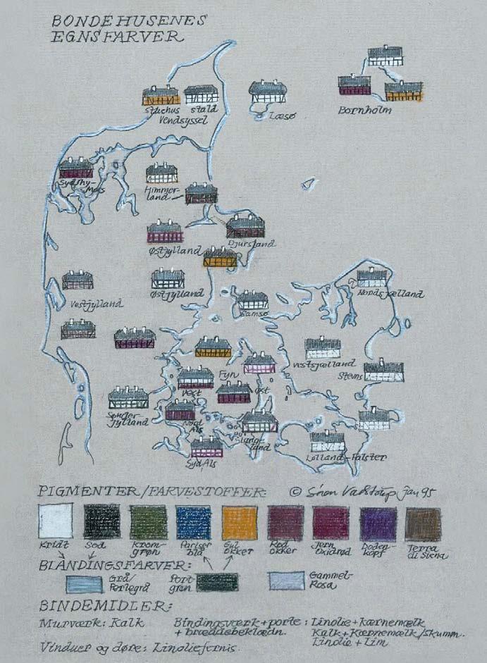 bondehusenes egnsfarver og vedligeholdelse Bondehusenes egnsfarver Det mest typiske træk er, at bindingsværkshusene på Sjælland og Lolland-Falster er hvidkalkede, uden opstregning af bindingsværket