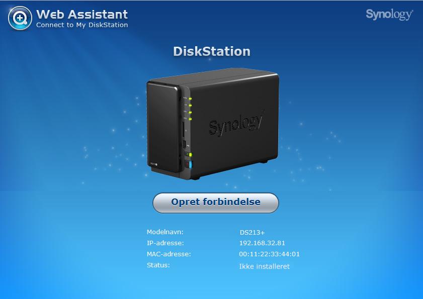 Kapitel Installer DSM på DiskStation Kapitel 3: 3 Når hardwareinstallationen er fuldført, skal DiskStation Manager (DSM)-operativsystemet installeres på din DiskStation, før du kan bruge det.