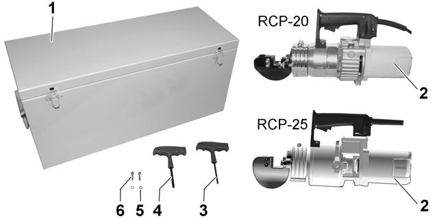 RCP 20, 25 Leveringsomfang 4 Leveringsomfang Aggregat med skærehoved Aggregatet leveres færdigt monteret. Leveringen omfatter: Pos.
