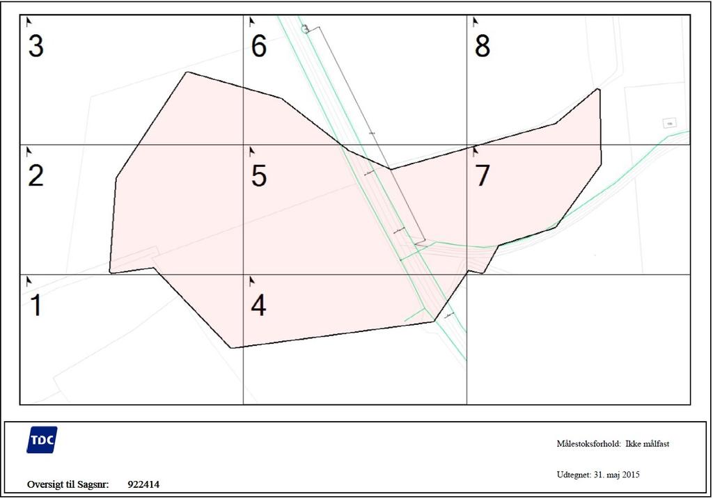 Ovenstående 3 kortudsnit viser tracéet af en forsyningsledning i projektområdet, som vist af Brønderslev Forsyning.