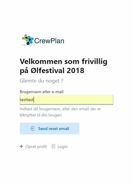 Den anden er ved, at bruge linket i den velkomstmail, man får når man har oprettet en profil. Dette er startskærmen på Ale.crewplan.dk.