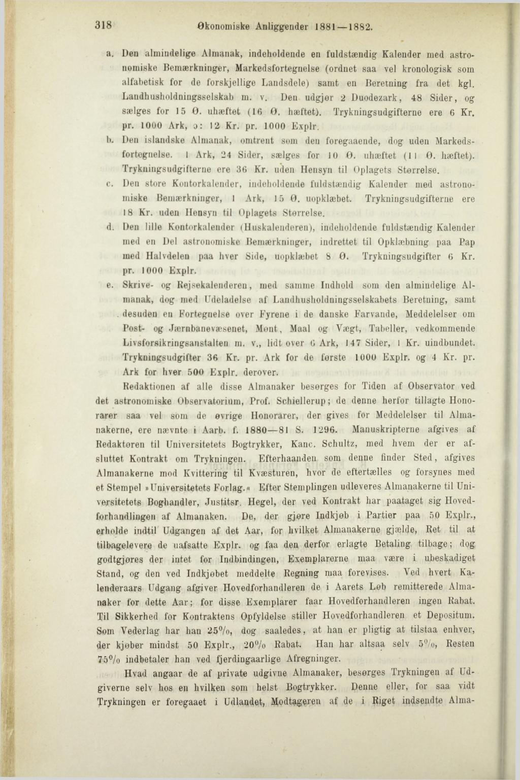 318 Økonomiske Anliggender 1881 1882. a.