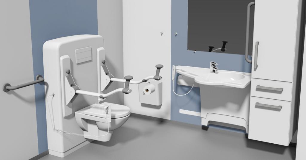 Den fleksible håndvask giver muligheden for at designe komplette badeværelser på færre kvadratmeter samt at gøre arbejdsmiljøet