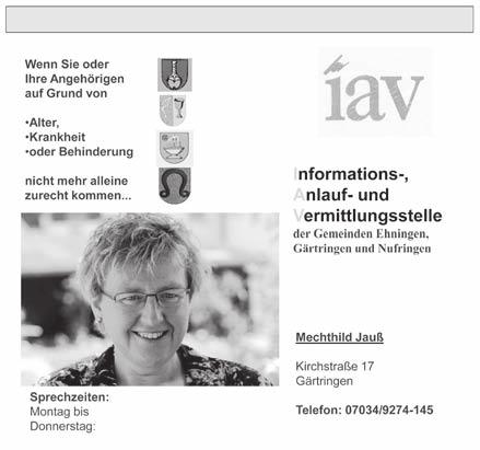 In dringenden Fällen wenden Sie sich bitte an die IAV-Stelle Böblingen, Fr. Feuersänger, Telefon (0 70 31) 6 69 23 66 iav-stelle@boeblingen.de IAV-Stelle Herrenberg, Hr.