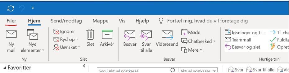Tilgå Sikker mail-løsningen fra Outlook Hvis du allerede benytter programmet Outlook til dine andre e-mails, så kan du også tilføje den sikre postkasse til Outlook.