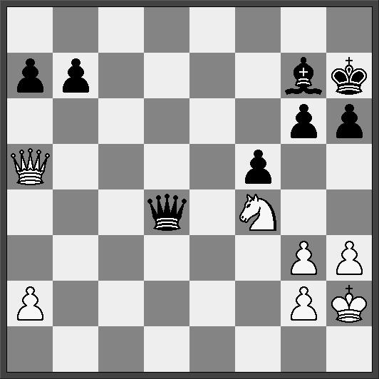 ..Dxb2 dur ikke 14.Tab1 Da3 15.Txb7 og hvid står rigtig godt] 14.Se2 e6 15.c3 De7 16.Dc2 Sa6 17.Tfe1 Tac8 18.Tad1 Sc7 19.Sf4 Scd5 20.Sd3 Sh7 21.Se5 kongen for at kunne sætte nogle trusler.