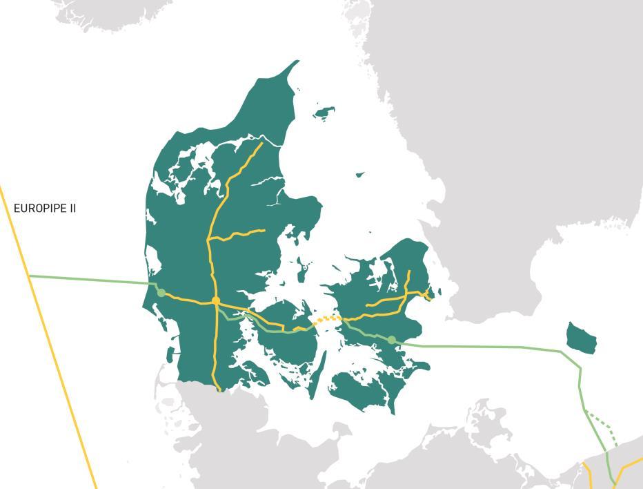 2 Projektet Det samlede projekt på dansk territorium består af følgende tekniske elementer for transmission af gas (Figur 2-1): Rørledning og ventilarrangement fra Europipe II rørledningen i Nordsøen