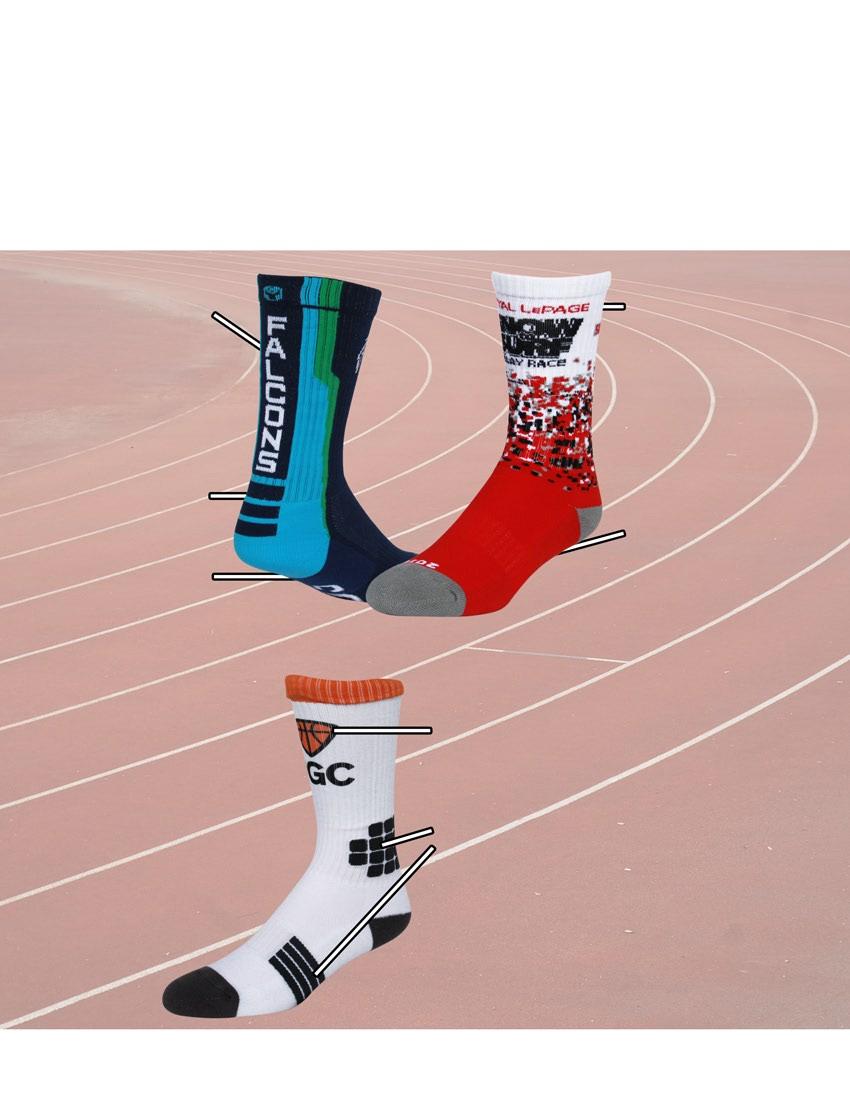 Custom sockswithzerocompromises from! Industry-leadingHDstitch densitymeansyoucan adcomplicatedlogosand colorsthatpop!