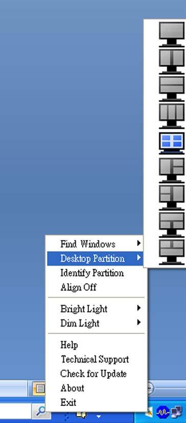 3. Billedoptimering Højreklik i systembakken Systembakkens ikon indeholder også de fleste funktioner, som er understøttet af titellinjen (med undtagelse af at sende et vindue til et afsnit).