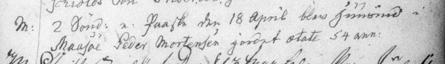 gammel KB Hagested (Holbæk) 1744-1814, 1790 op 278 Peder Mortensen begravet 18/4 2