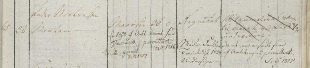 Hovedrulle 1814 Udby lægd 20 Opslag 237 Ved sessionen 1815 mødte han og forklarede, at han af Amtet i 1808 var ansat som Trainkusk, men nu permittere.