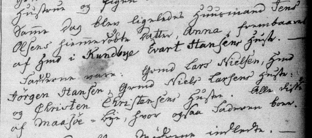 KB Hagested 1744-1814, 1798 (opslag 200) 22 trin = 4/11 Samme Dag blev ligeledes Huusmand Jens Olsens hiemmedøbte Datter, Anna, frenbaaren af Hmd i Kundbye Evart Hansens Hustr.
