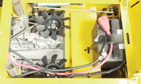 Det anbefalede lufttryk er: 50 ampere sikringskasse Hustler Z Shibaura Diesel vist Drivhjul... 55-69 KPa (8-10 psi) Målerhjul... 55-69 KPa (8-10 psi) Massive dæk anbefales ikke til Hustler-plæneudstyr.