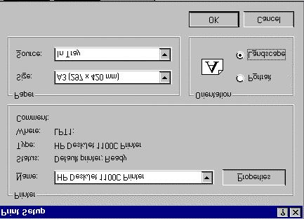 Click on the Settings button to adjust the printer settings. The following dialog box is opened. (Due to selected printer the dialog box may look slightly different.