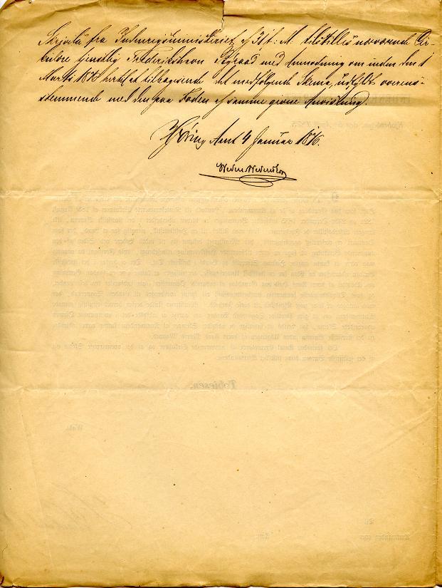 Byrådssag 1876-01 fortsat Skrivelse fra Indenrigsministeriet af 31 f.m. tilstilles nærværende Cirkulære tjenstlig Frederikshavn Byraad med Anmodning om inden den 1.