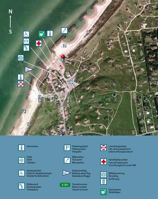 Oversigtskort Figur 1: Oversigtskort over Lønstrup Strand. Den røde trekant med udråbstegn markerer, hvor der bliver varslet i tilfælde af forringet badevandskvalitet.