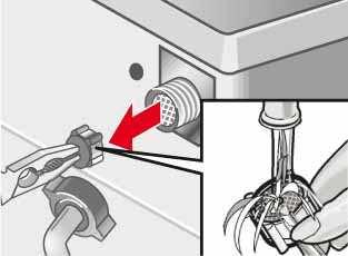 Klip netledningen over, og fjern både ledning og stik. Ødelæg lugens lås. Dette sikrer, at børn ikke kan blive spærret inde i maskinen og dermed komme i livsfare.