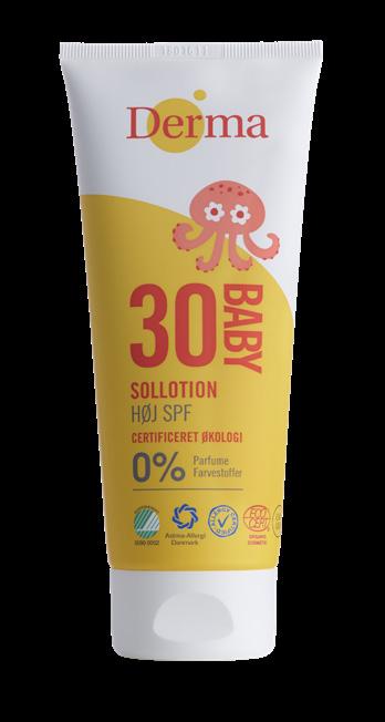 Økologisk certificeret Derma Eco Baby Sollotion SPF 30 200 ml Høj beskyttelse Meget vandfast Specielt