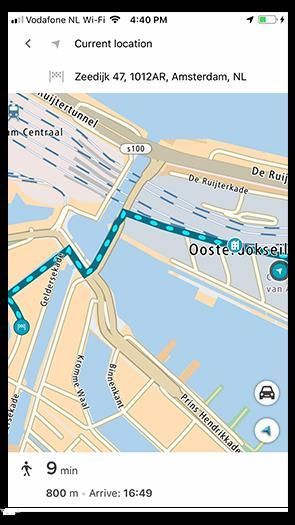 TomTom MyDrive-appen guider dig til din destination vha. en vandrerute.