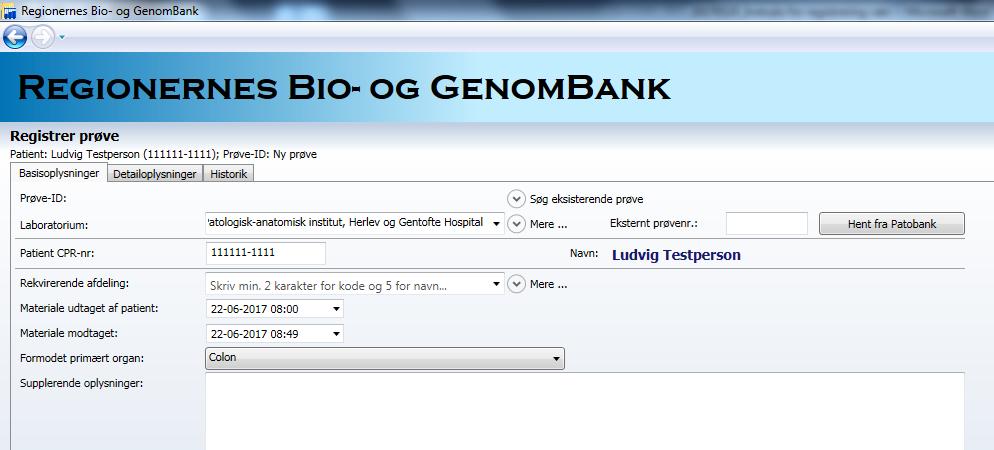 Instruks for registrering, væv Regionernes Bio- og GenomBank Introduktion Følgende instruks beskriver arbejdsgangen i forbindelse med registrering af vævsprøver i Regionernes Bioog GenomBanks (RBGB)