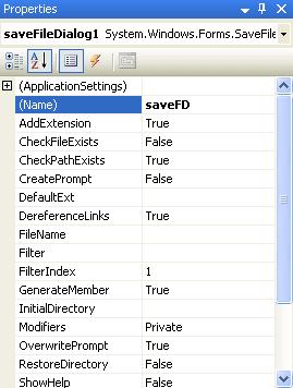 Skift betingelsen Name til SaveFD: Vend tilbage til din File menu i din Menu Strip.