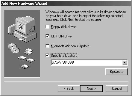 Sæt DiMAGE Viewer CD-ROM'en i CD-ROMdrevet, og klik på "Næste". Guiden "Tilføj ny hardware" bekræfter at have fundet driveren.