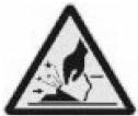 3 Advarselsmærkater Ræk ikke hånden ind under faldende dele under brugen Bemærk: Hvis man trykker på dækket med fastspændingsklemmecylinder Hold