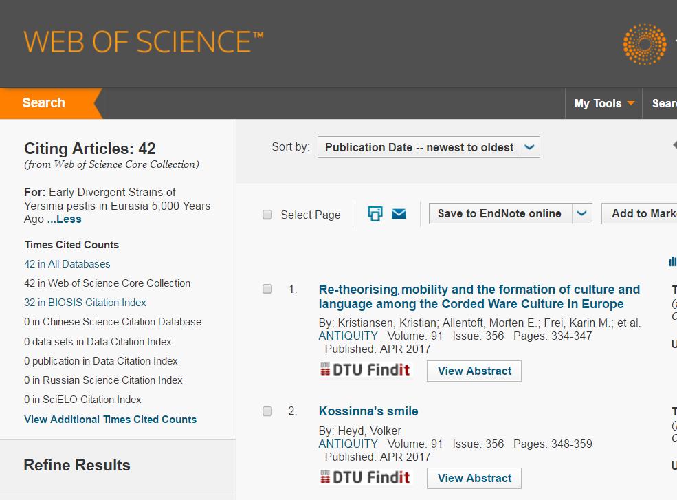 I tillæg tilføjede vi (som classic metrics ) en integration med og visning af Web of Science citationer.