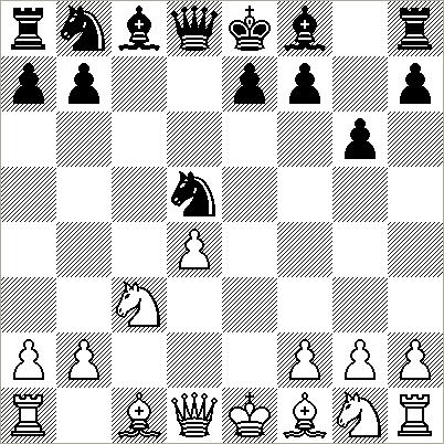 Runden efter spillede Eriksson mod Paaske. Så kan de lære de sådan to c3 spoilere - tænkte jeg. Partiet kom således: 1.e4 c5 2.c3 d5 3.exd5 xd5 4.d4 cxd4 5.cxd4 e5 6. f3 c6 7. c3 b4 8. d2 xc3 9.