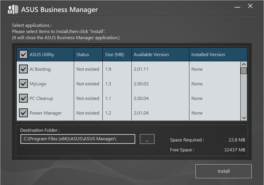 I cd-vinduet der åbner op, skal du klikke på Utilities (Programmer) > ASUS Business Manager. 3.