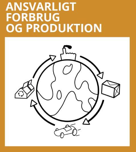 Verdensmål 12: Ansvarligt forbrug og produktion Børnetegningen forestiller vores jordklode og nogle eksempler på produktion.
