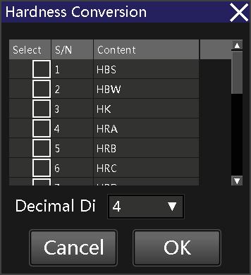 Display Measure result and output Including : Display The Record, Delete, Hardness Conversion, Export Word, Excel, The Curve Of Hardness 1).