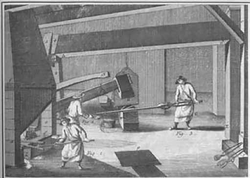 Fig. 14: Puddlingsovn Fig. 12: Friskning og stangsmedning I Mellem- og Sydeuropa blev anvendelsen af højovne først almindelig i 1500-tallet.