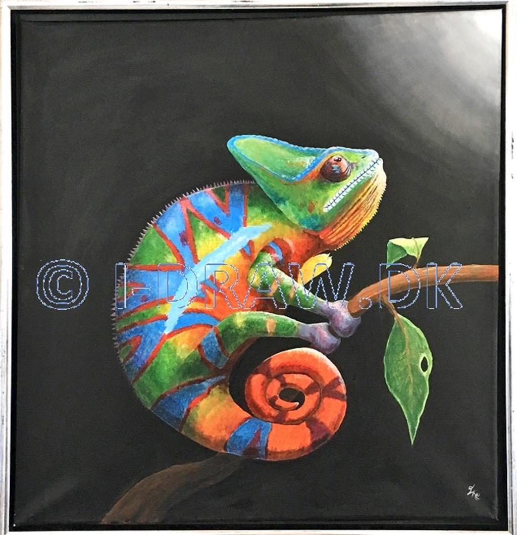 The Chameleon Den er malet med akryl på et
