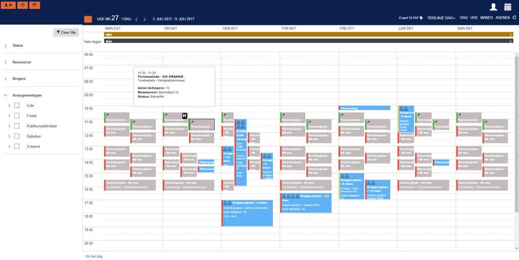 Abakions Kaldenderfunktion er udviklet til fleksibel arbejdsgang med mulighed for at planlægge bookinger og arrangementer direkte i kalenderen.