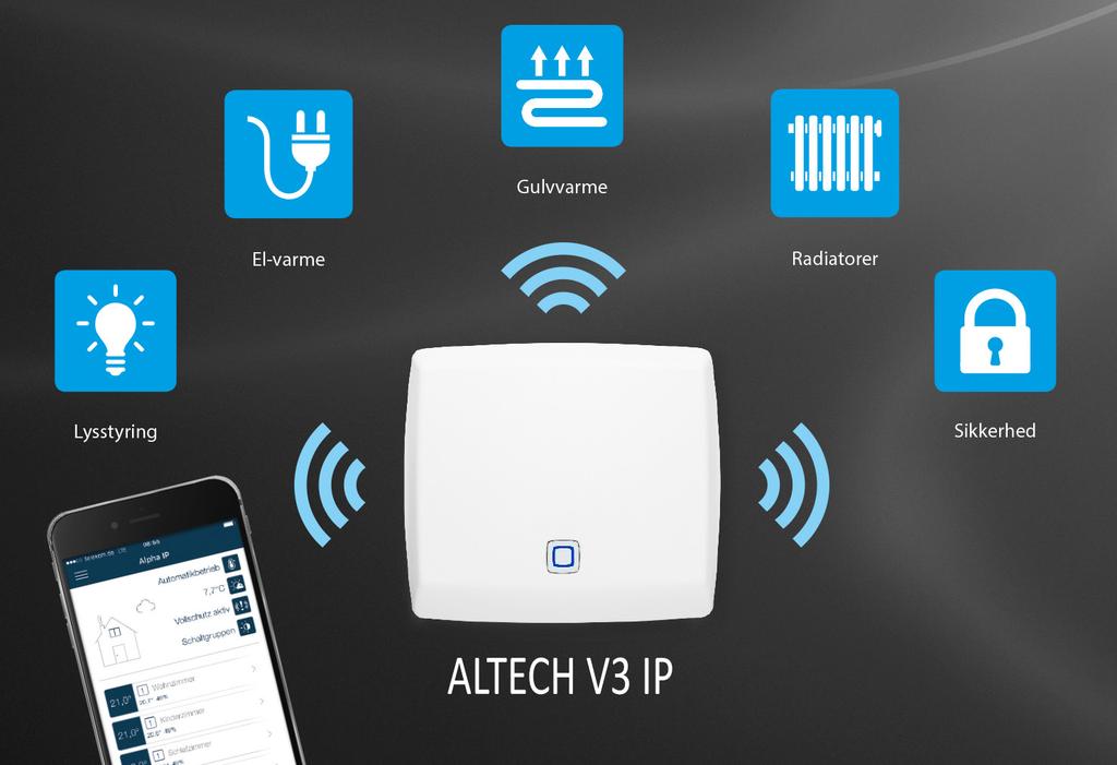 ALTECH V3 IP gulvvarmesystem - det sikre valg! Fremtidssikret gulvvarmeanlæg med utallige muligheder V3 IP er et super smart gulvvarmesystem til det moderne hjem.