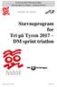 Tri på Tyren 2017 / DM sprint triatlon Stævneprogram for deltagere lørdag den 20. maj Stævneprogram for Tri på Tyren 2017 DM sprint triatlon