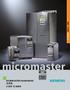 MICROMASTER 410/420/430/440 DA kW 250kW MICROMASTER Eco & MIDIMASTER Eco MICROMASTER, MICROMASTER Vector DA64 MIDIMASTER Vector 90kW (Low
